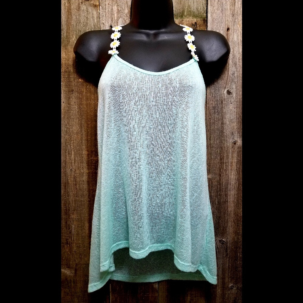 Medium Teal Daisy Strap Tank Top